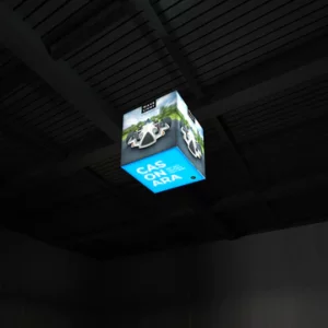 Illuminated 360° Hanging Display - Casonara WaveLight | Cube 1 metre
