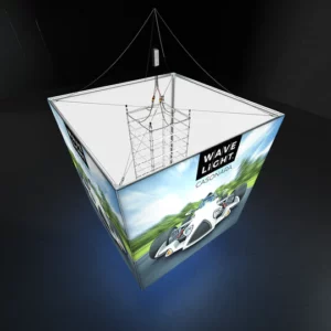 Illuminated 360° Hanging Display - Casonara WaveLight | Cube 1 metre